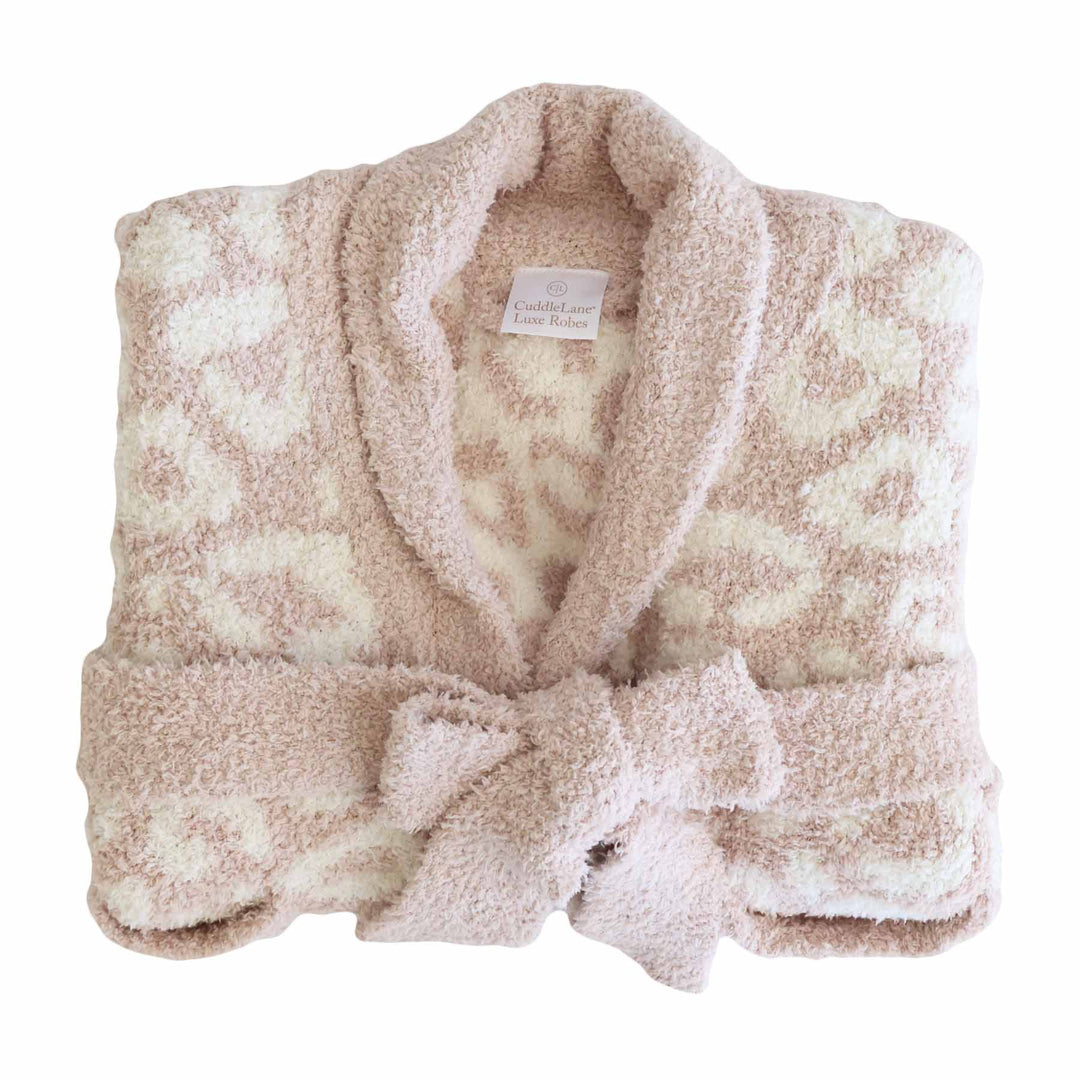 neutral leopard cuddlelane luxe robe