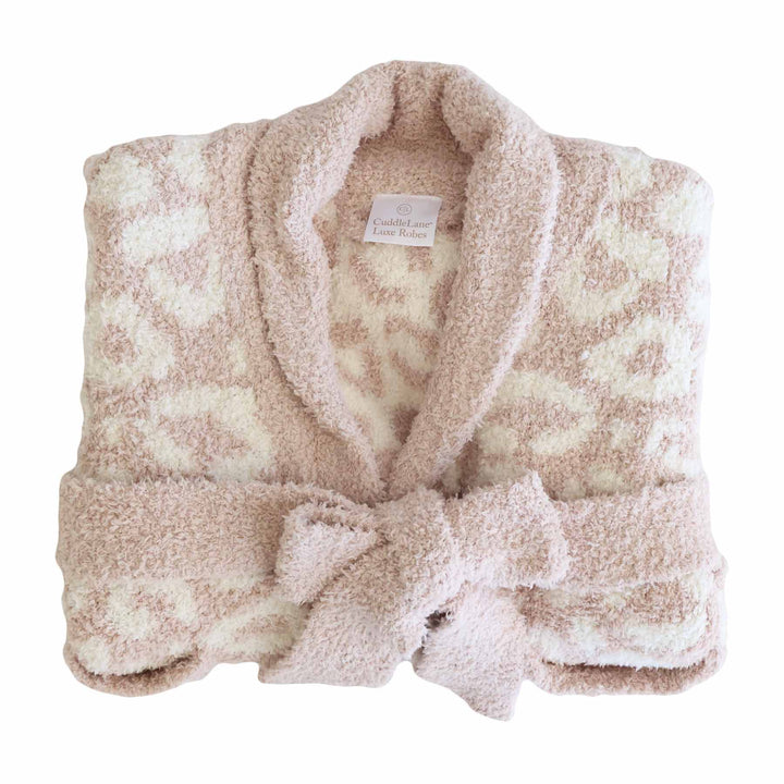 neutral leopard cuddlelane luxe robe