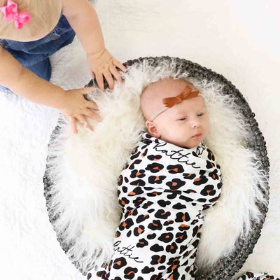personalized swaddle leopard print