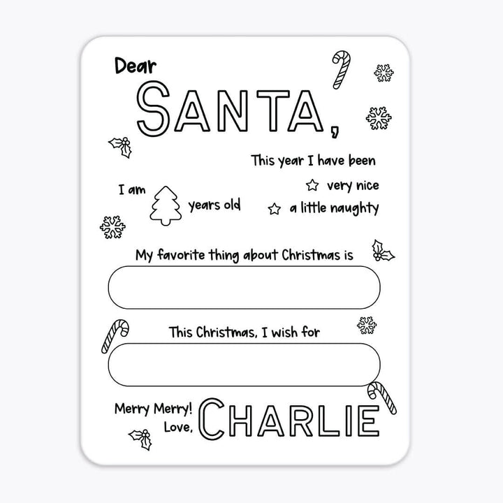 letter to santa personalized whiteboard for kids