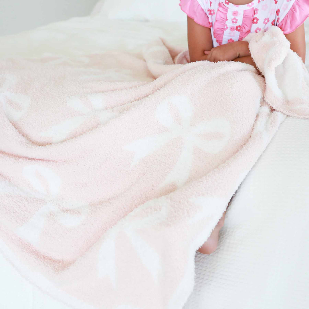 light pink bows luxe blanket 