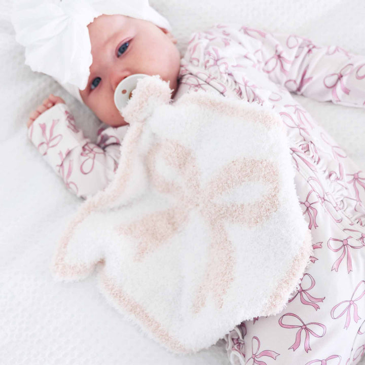 light pink bow lovey for babies