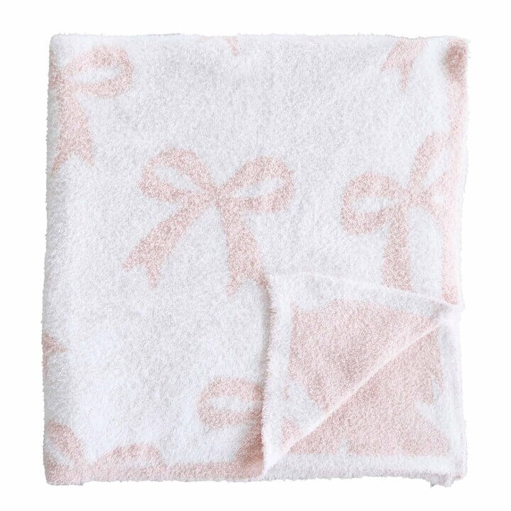 light pink cuddlelane bow blanket 