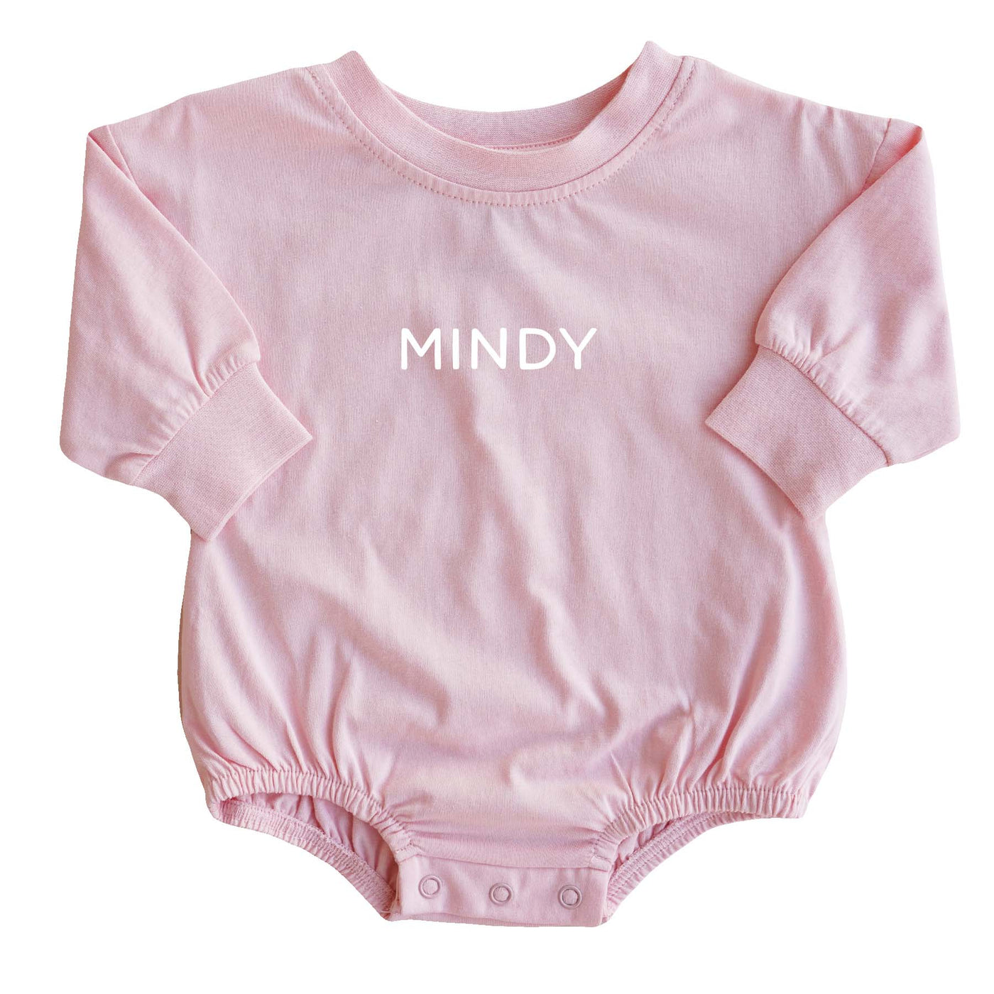 light pink personalized long sleeve bubble romper for easter 