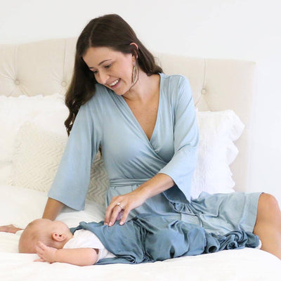 maternity robe for mom light dusty blue 