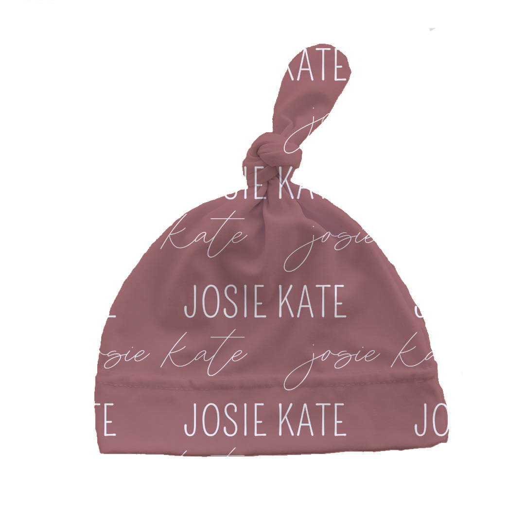 light dusty rose personalized knotted hat 