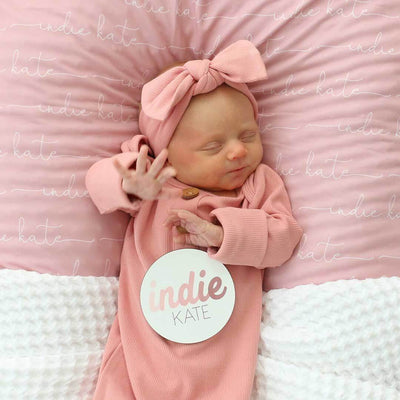 light rose baby name swaddle blanket personalized