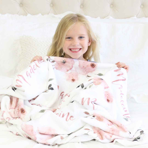 Millie's Dusty Rose Garden Personalized Toddler Blanket