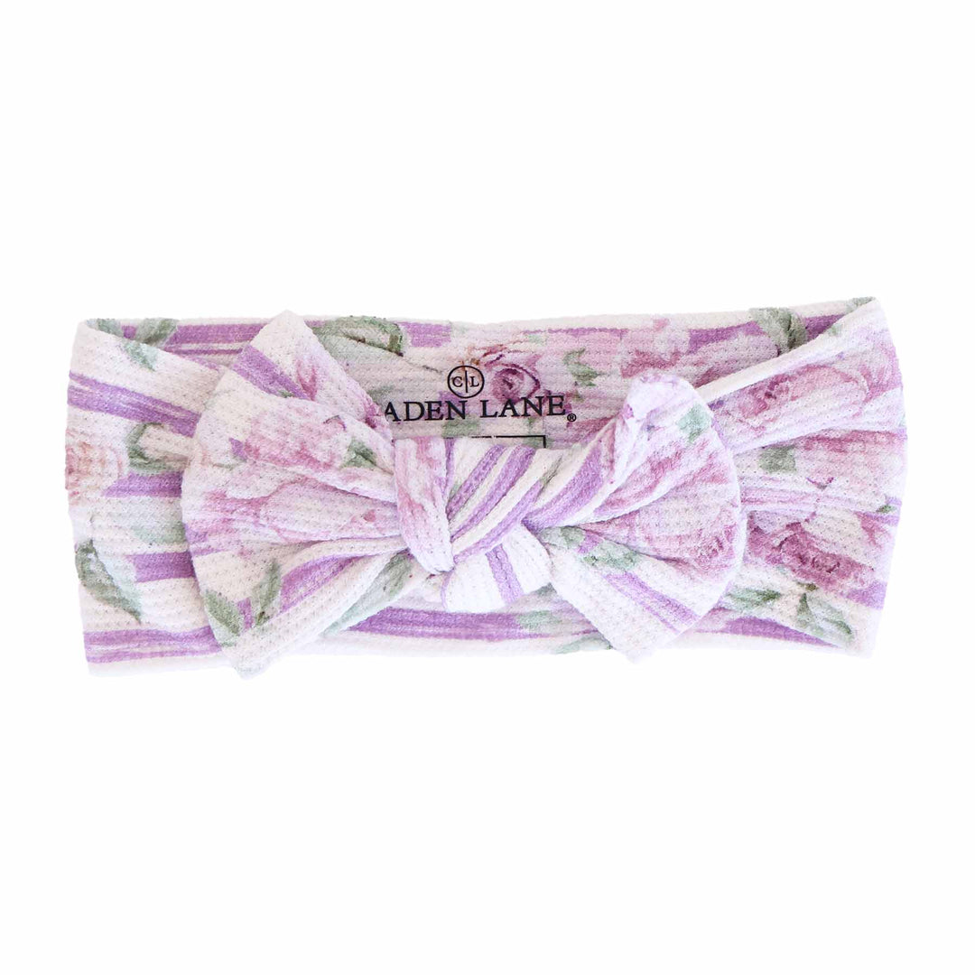 lila's lilac knit large bow headwrap