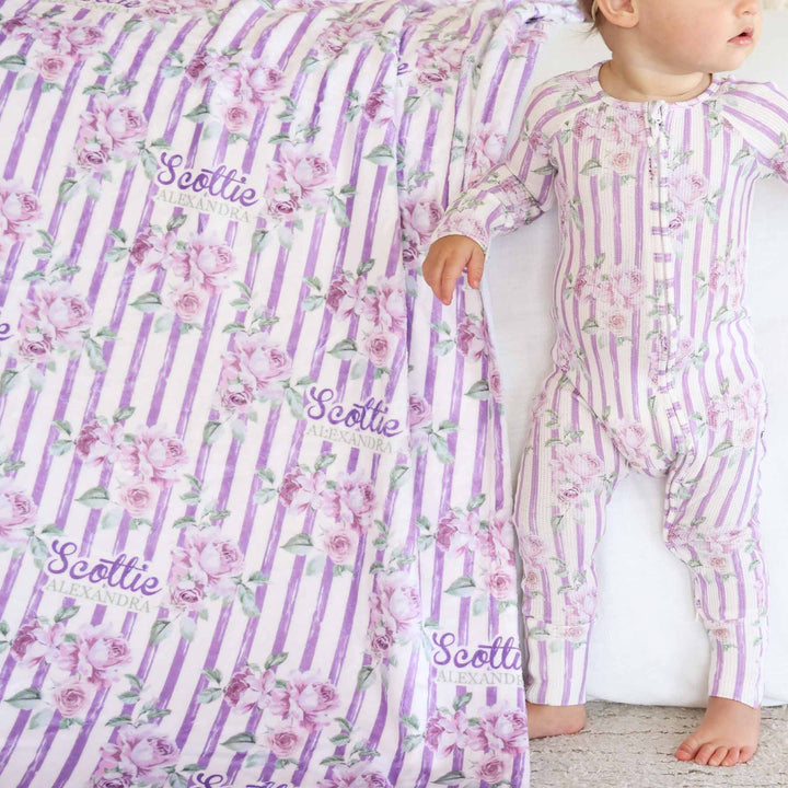 lila's lilacs personalized kids blanket 