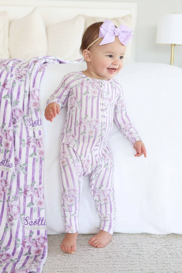 Lila's Lilacs Bamboo Waffle Convertible Zip Romper