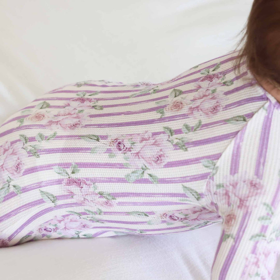 lila's lilacs bamboo waffle zip romper 