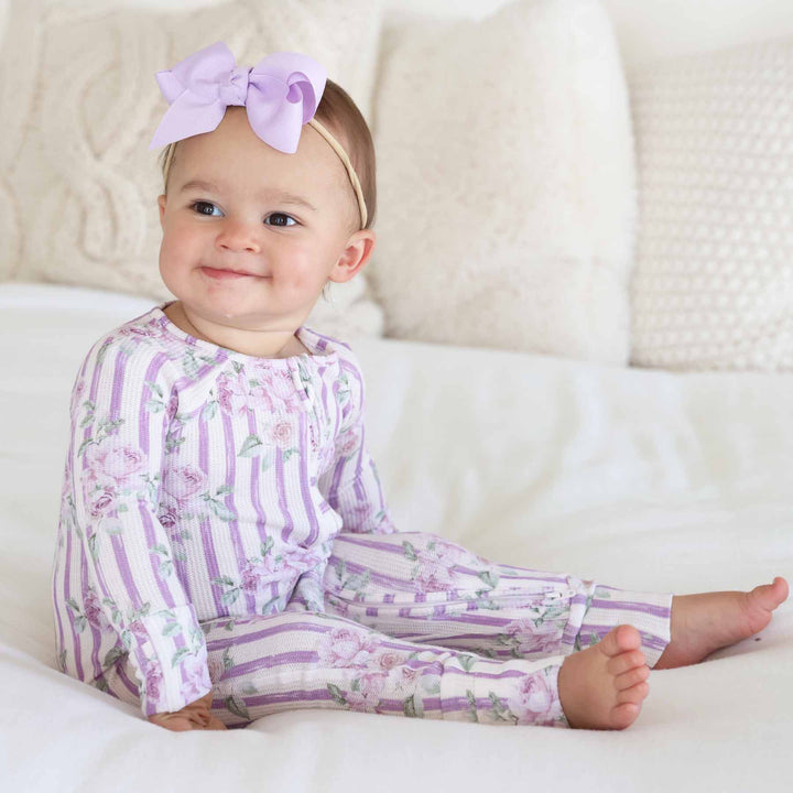 bamboo waffle zipper footie lila's lilacs