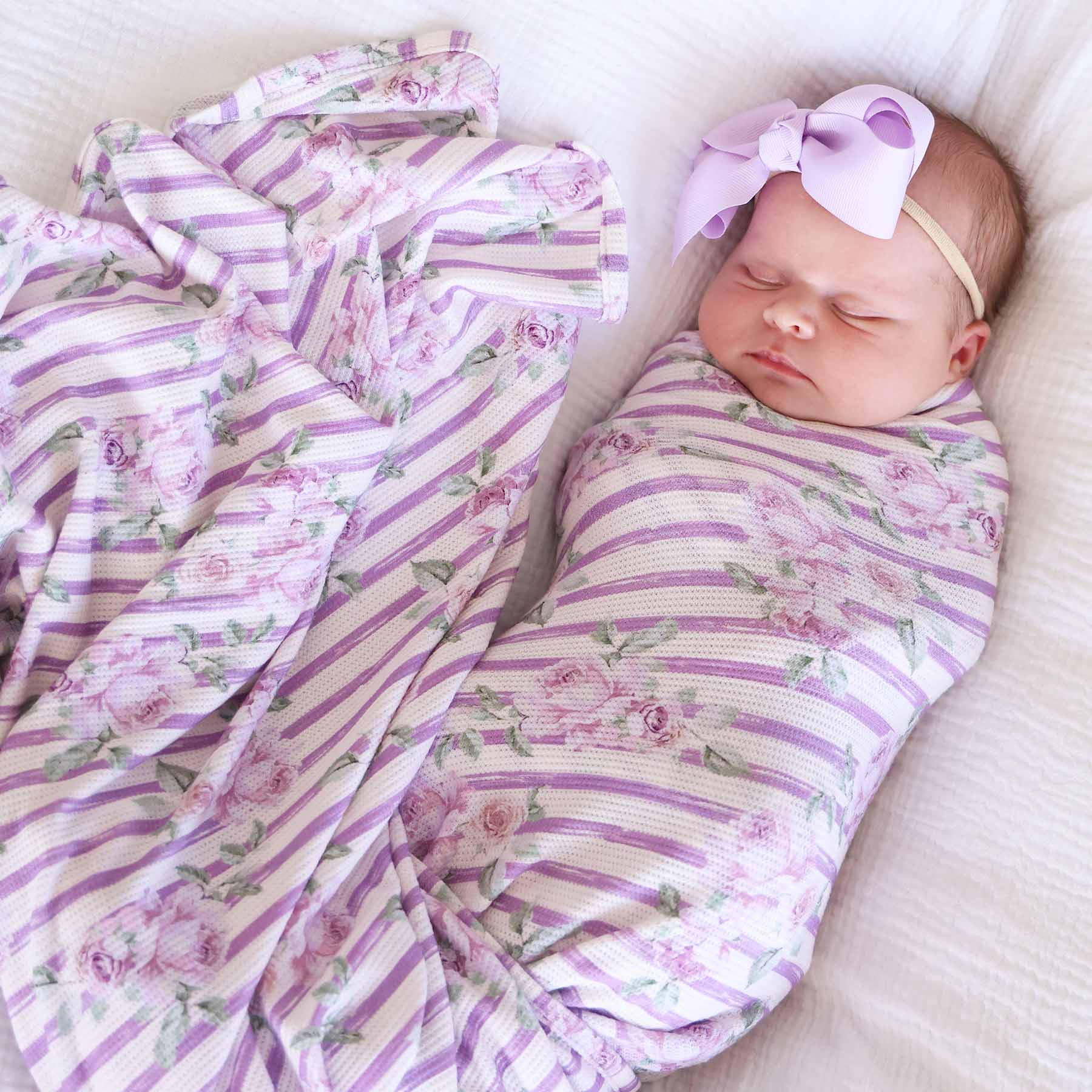 Lila's Lilacs Bamboo Waffle Oversized Swaddle Blanket