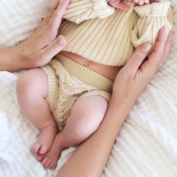 lace bloomer sweater set foe babies