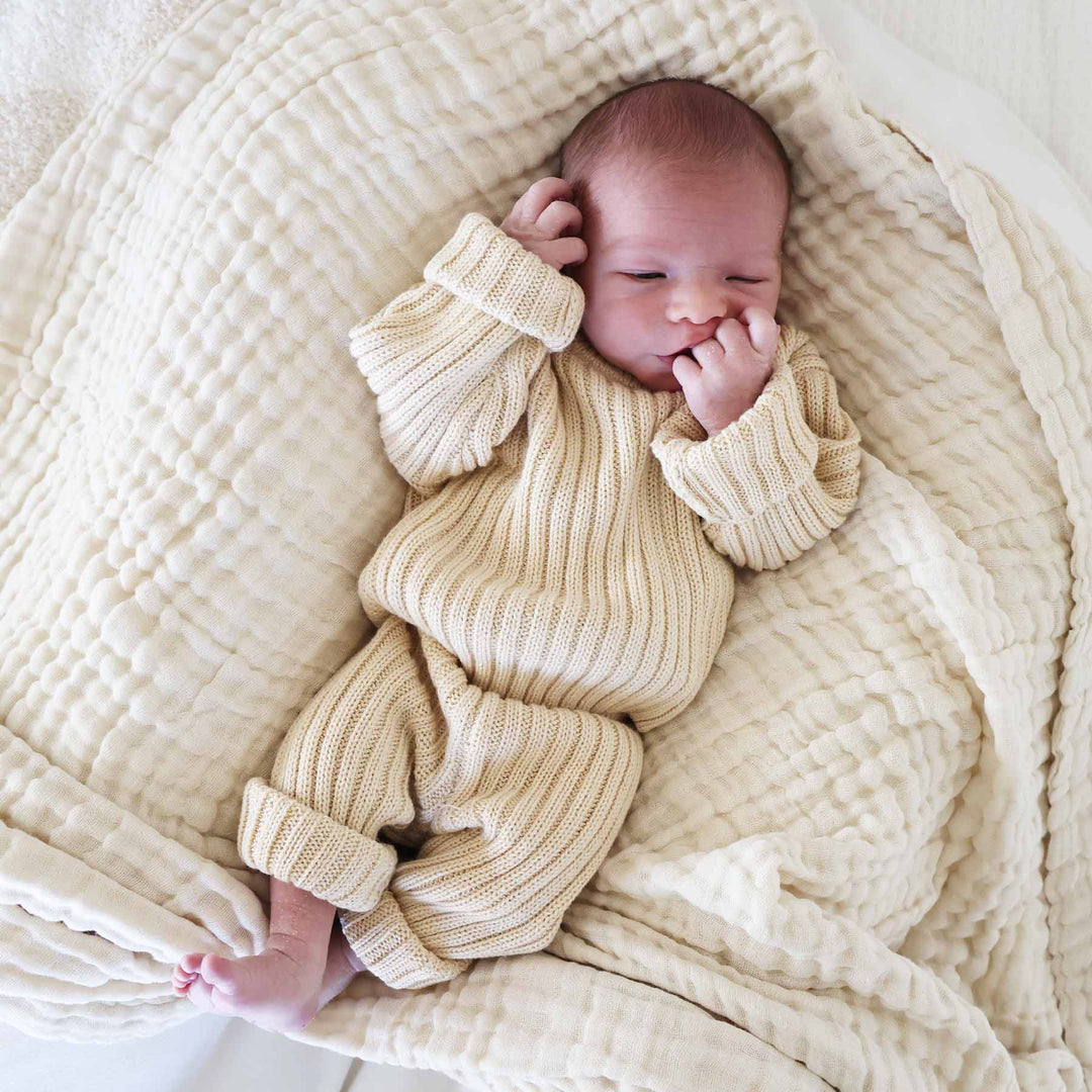 linen knit pant sweater set for babies