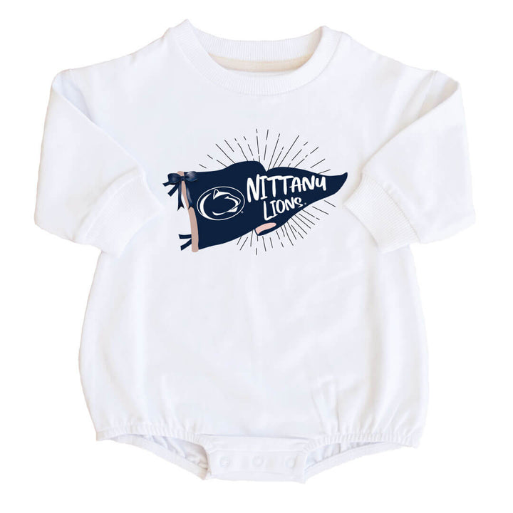 The Pennsylvania State University | Footballs & Bows Graphic Sweatshirt Bubble Romper