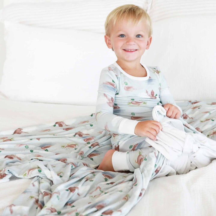 green duck print blanket for kids 