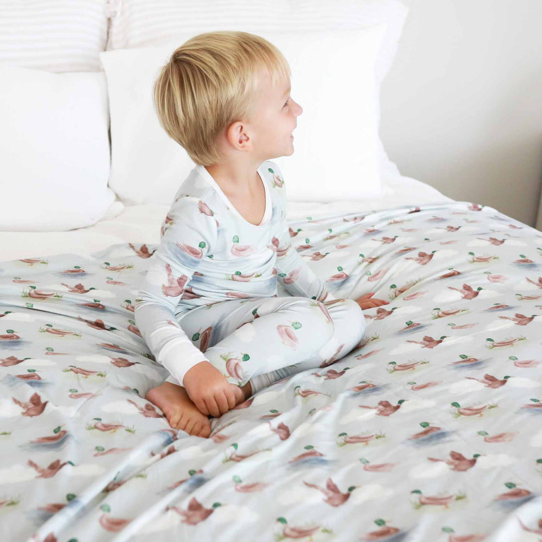 little duckling double sided bamboo blanket for kids 