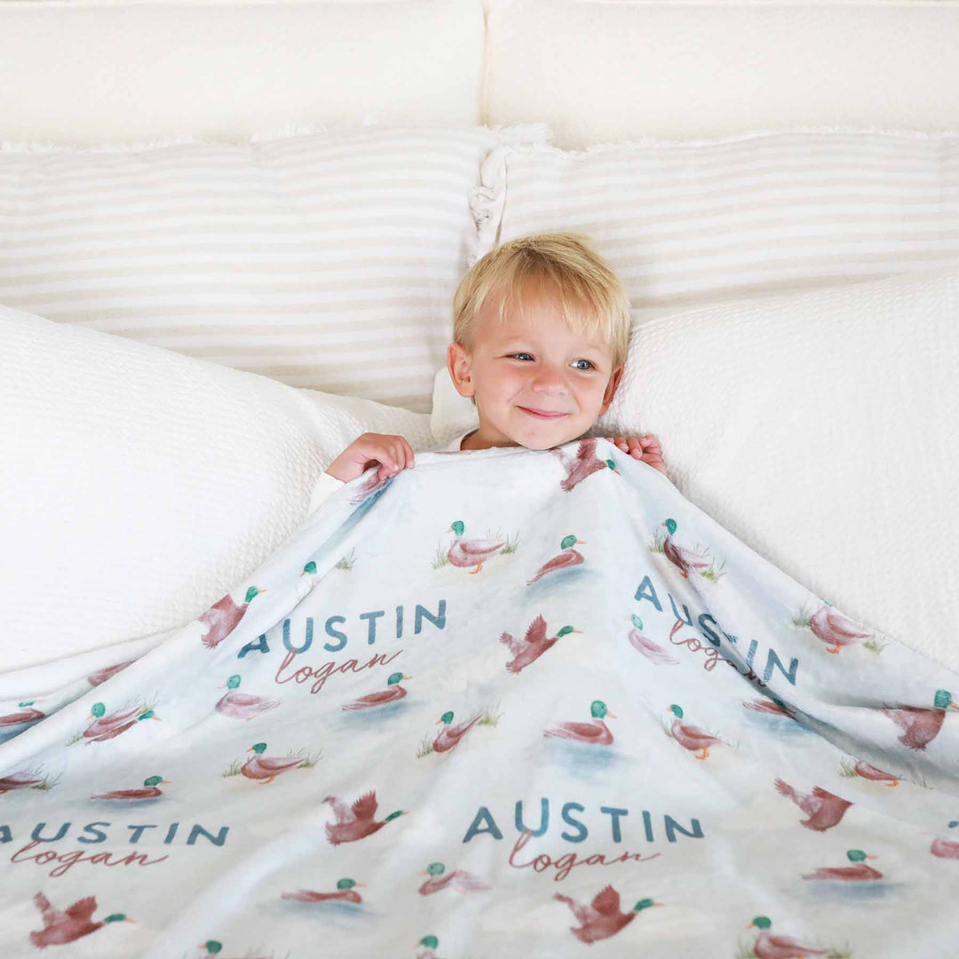 personalized mallard duck blanket for kids 