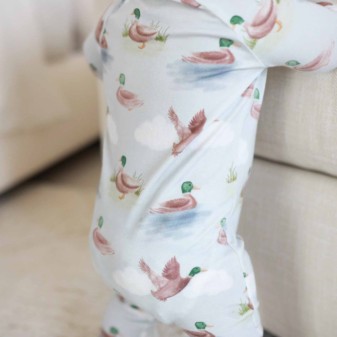 duck convertible zip romper for babies 