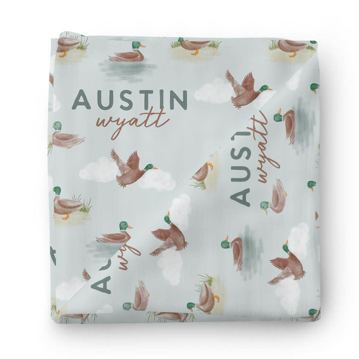 little duckling personalized swaddle blanket 