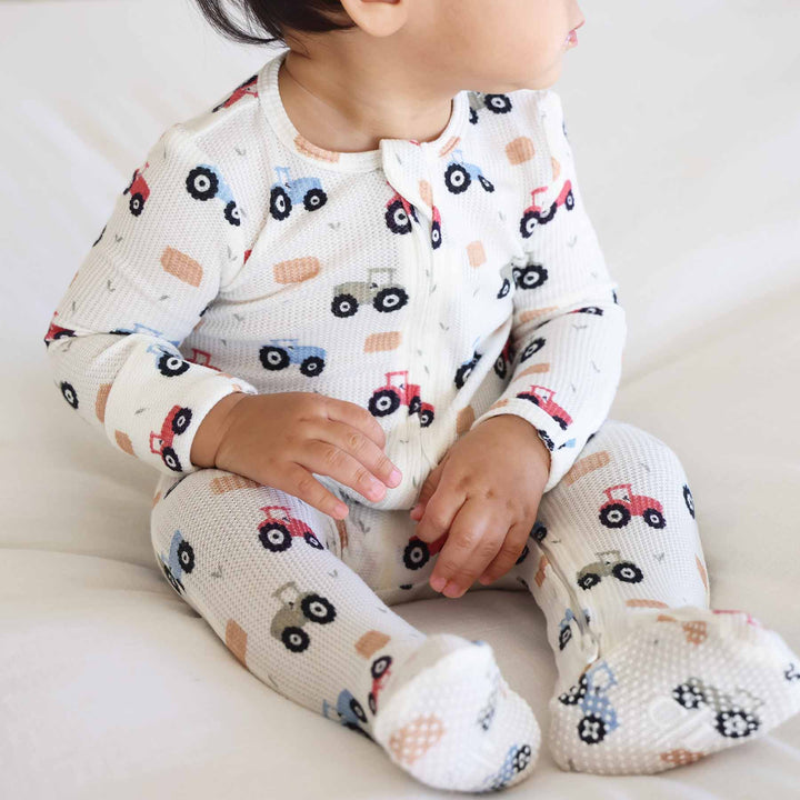 tractor footie pajama for baby boys 