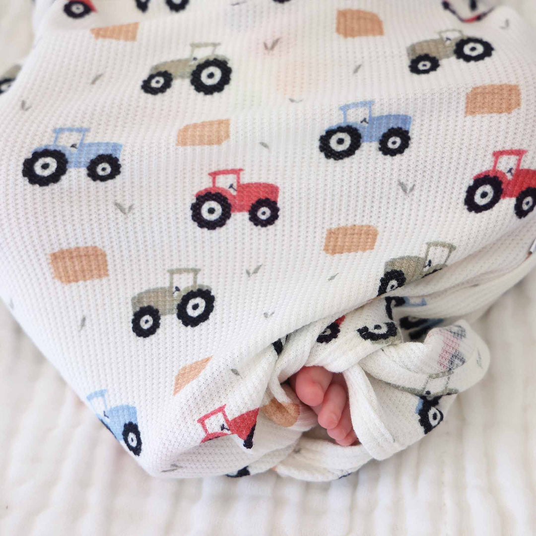 little farmer newborn baby knot gown and hat set for boys 