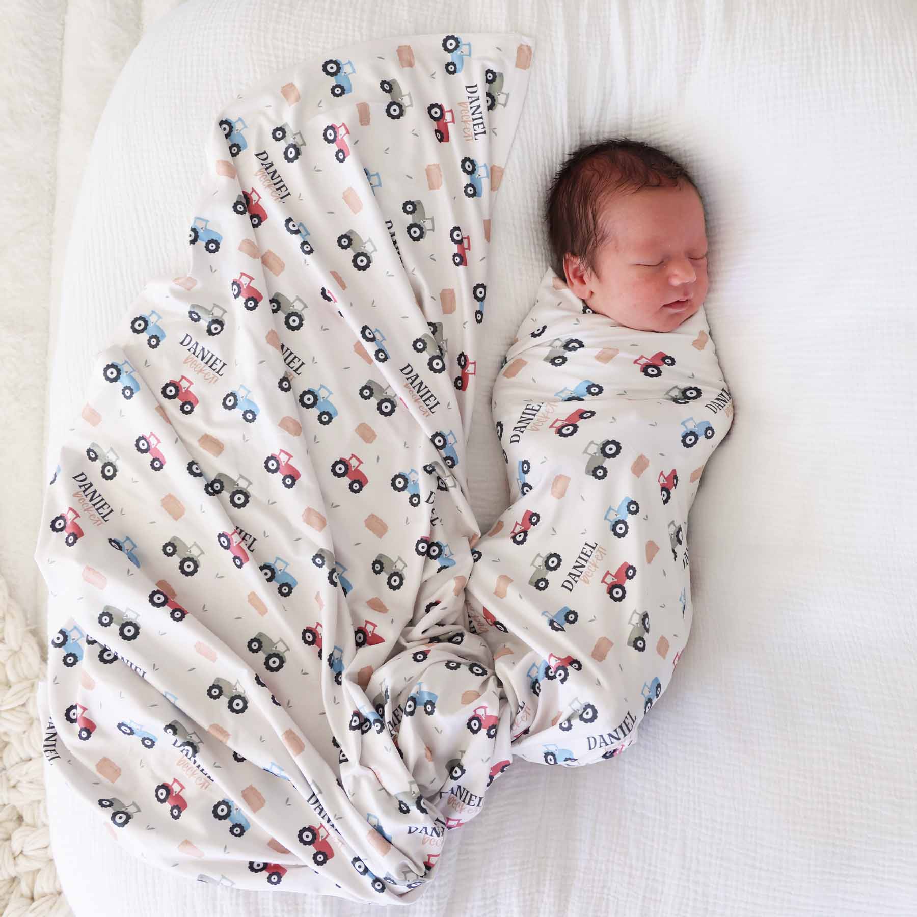 Little Farmer Personalized Swaddle Blanket