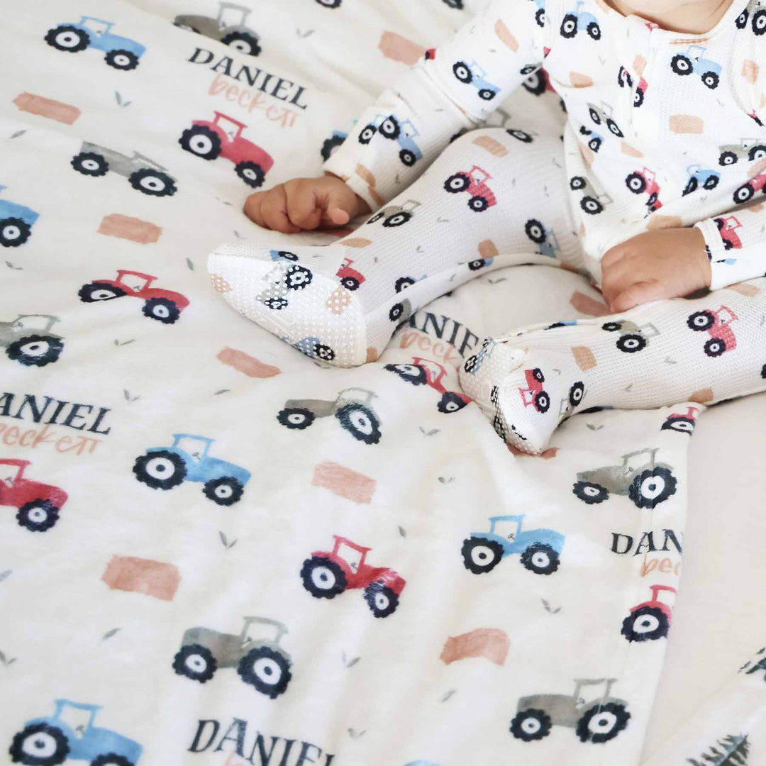 little farmer personalized kids blanket 