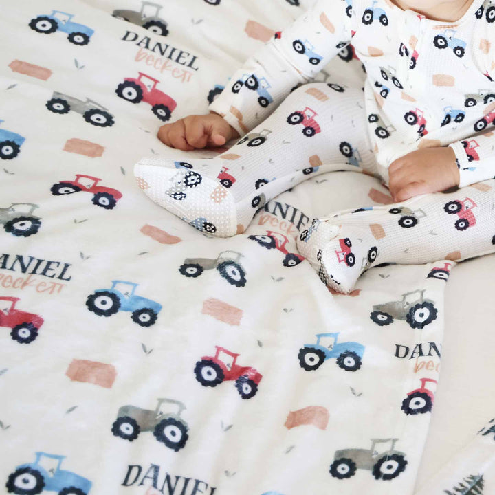 little farmer personalized kids blanket 