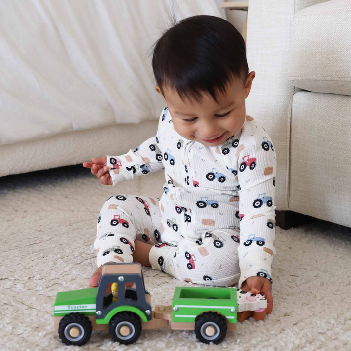 little farmer zip romper pajama 