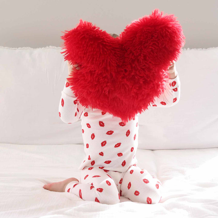 red lipstick kisses two piece pajama set for kids 