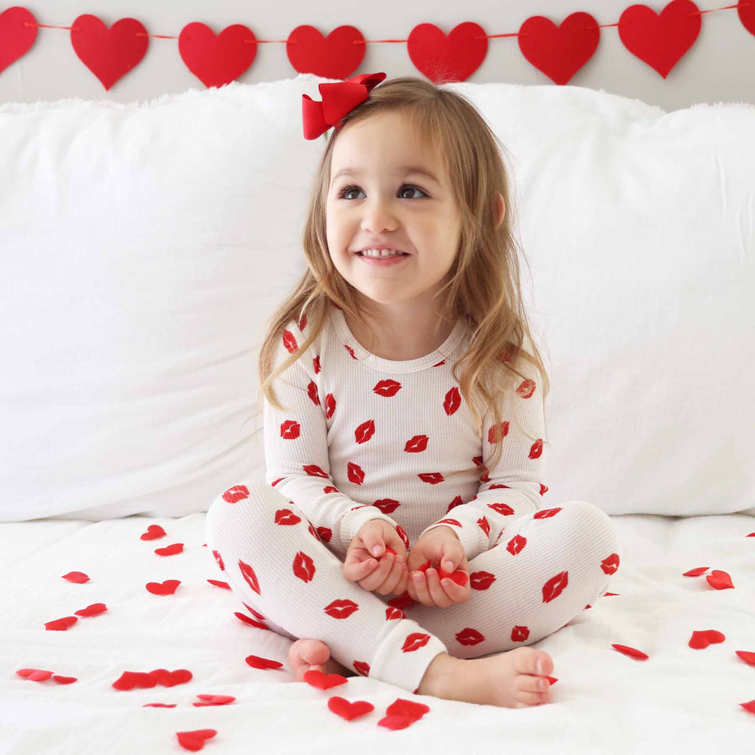 little kisses unisex two piece pajama set for kids 