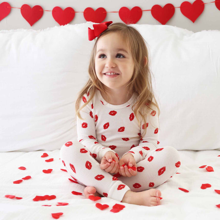 little kisses unisex two piece pajama set for kids 