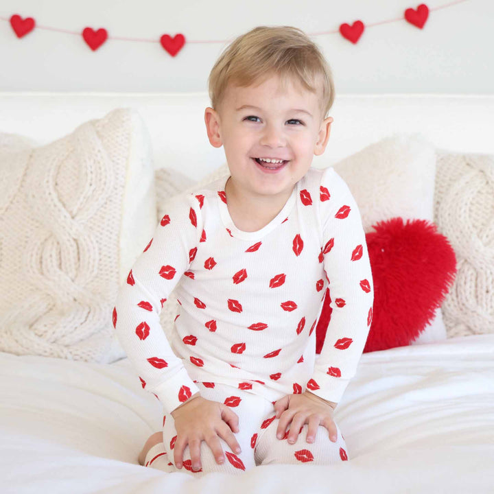 little kisses two piece pajama set for kids sibling matching valentine's day pajamas 
