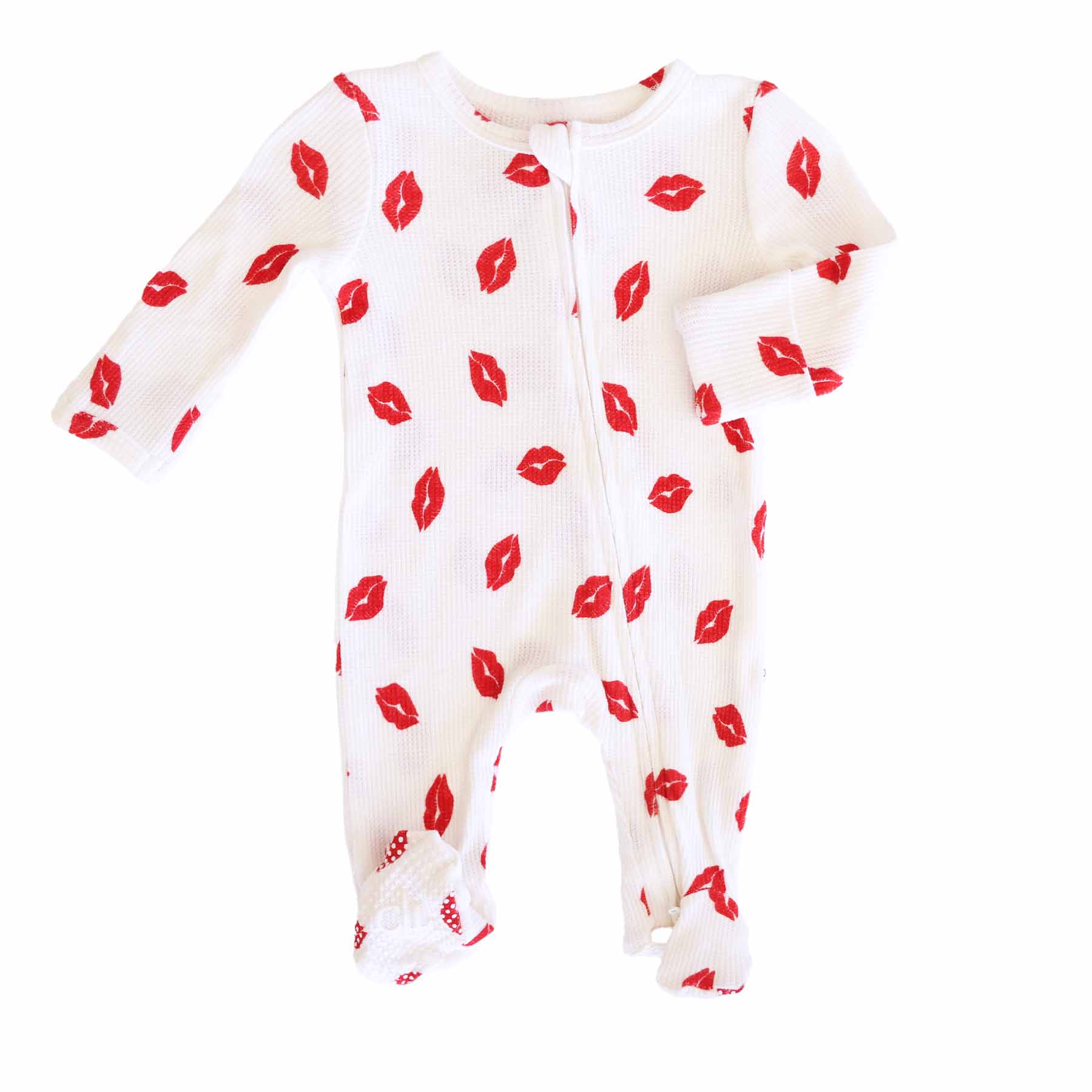 little kisses bamboo waffle zipper footie