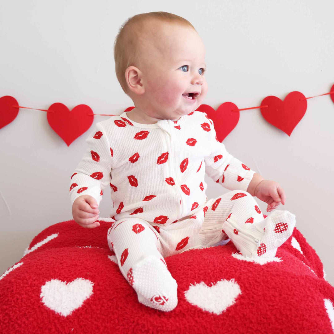 little kisses bamboo waffle zipper footie for babies gender neutral