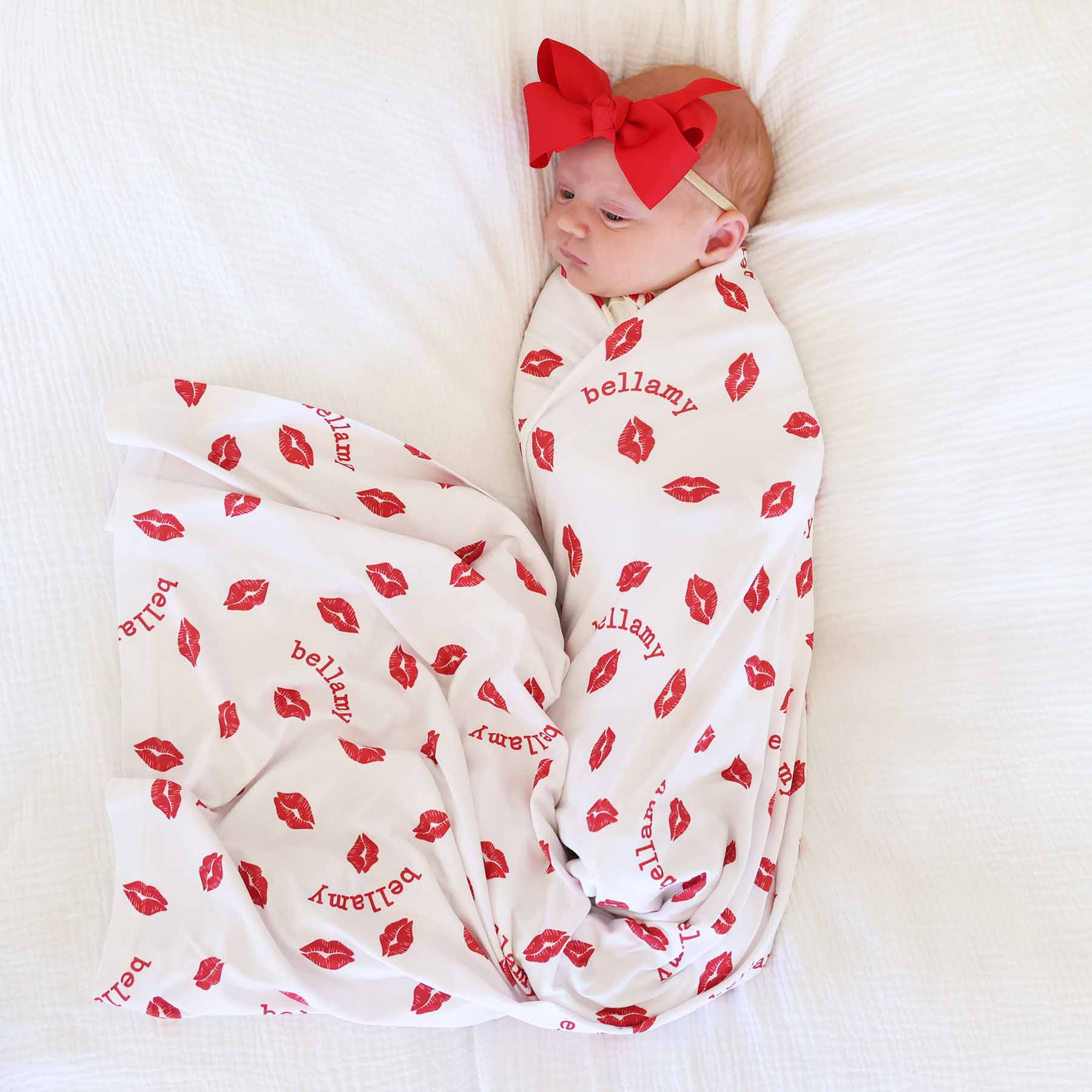 Little Kisses Personalized Swaddle Blanket