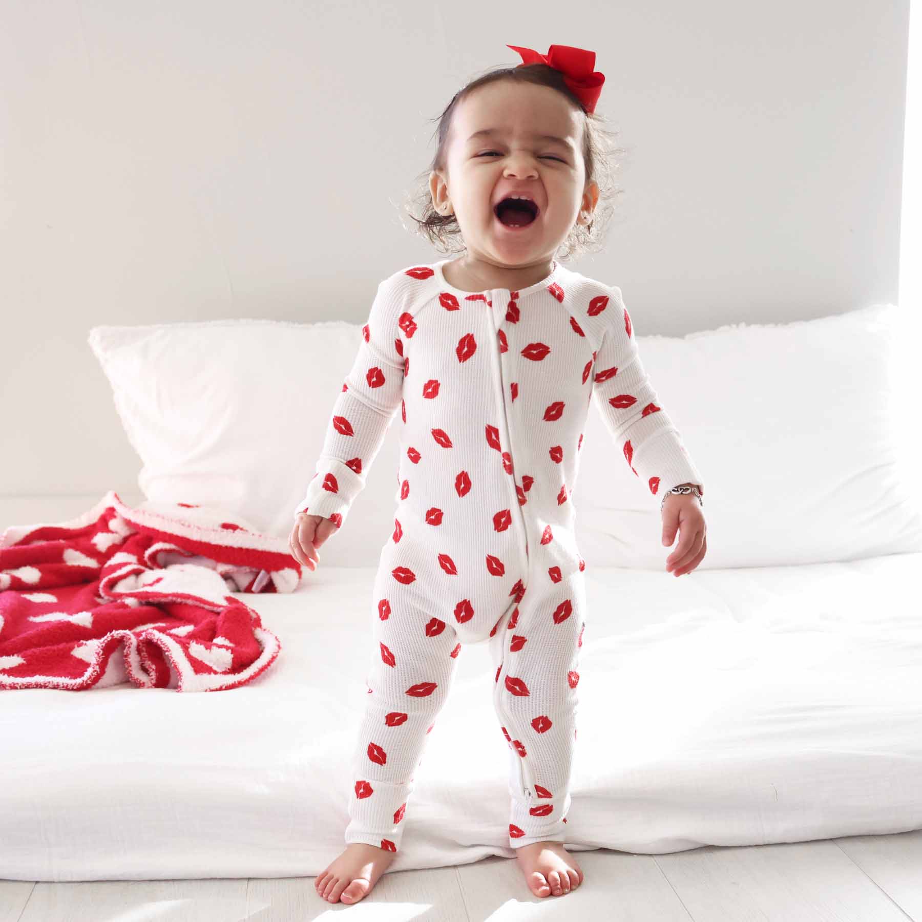 Little Kisses Bamboo Waffle Convertible Zip Romper