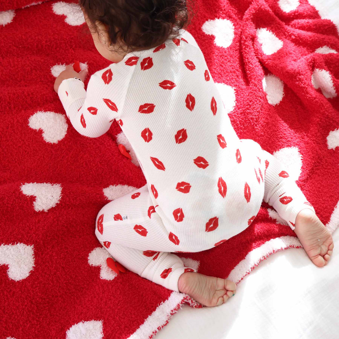 red lip pajama romper 