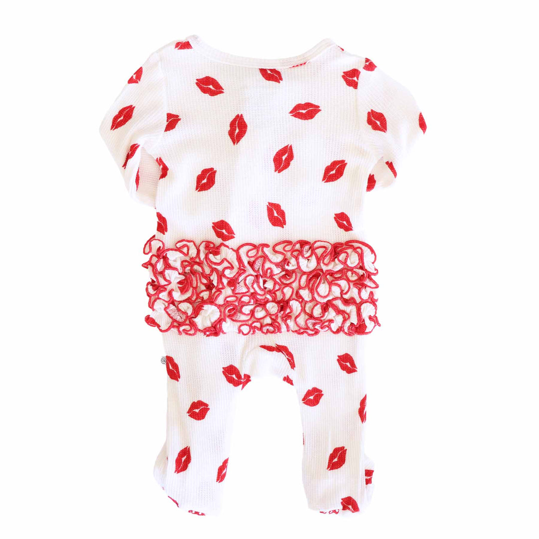 lips ruffle bottom bamboo waffle footie pajama for girls