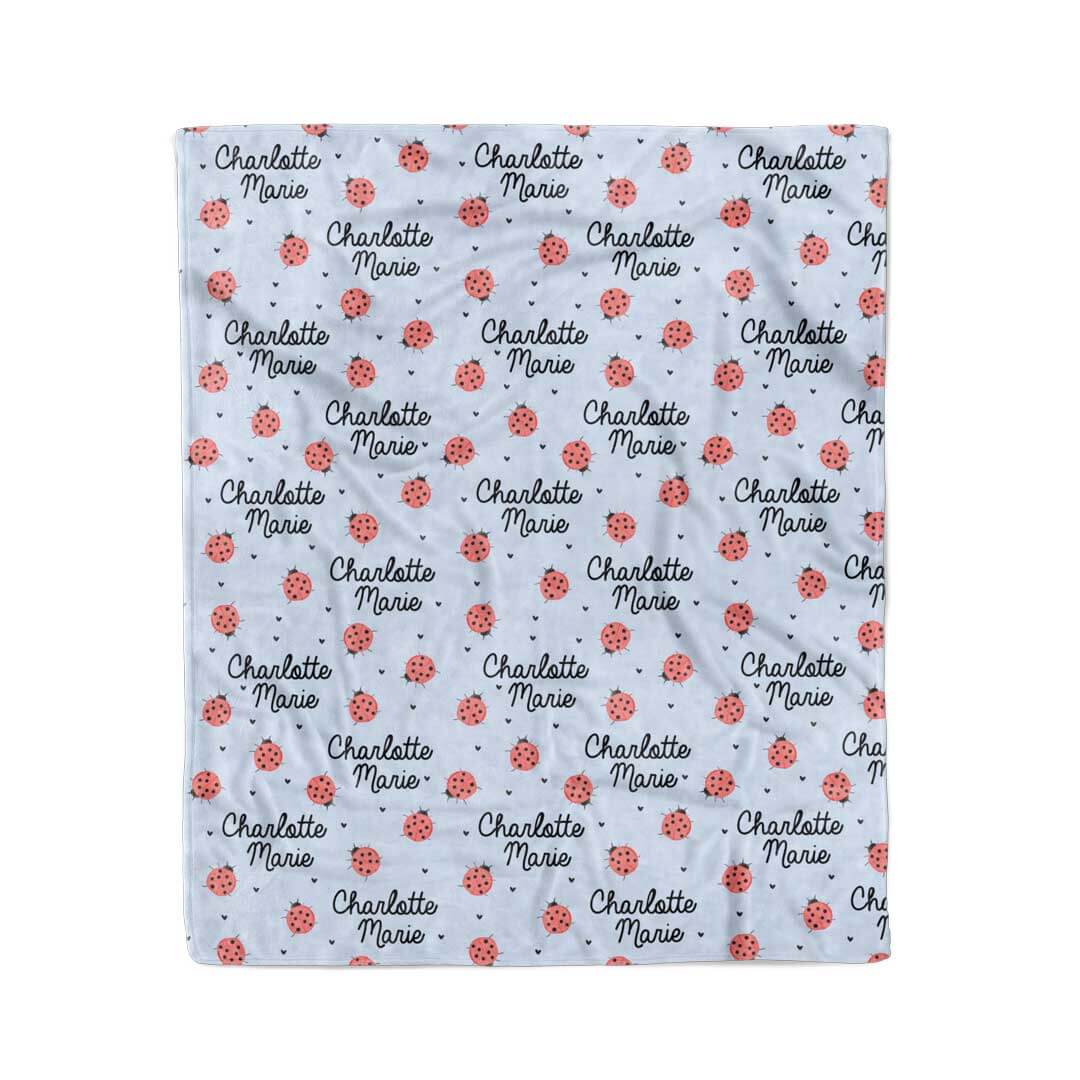 ladybug blanket for kids with name personalized 