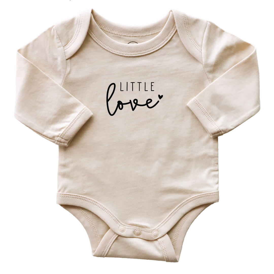 little love long sleeve baby bodysuit natural