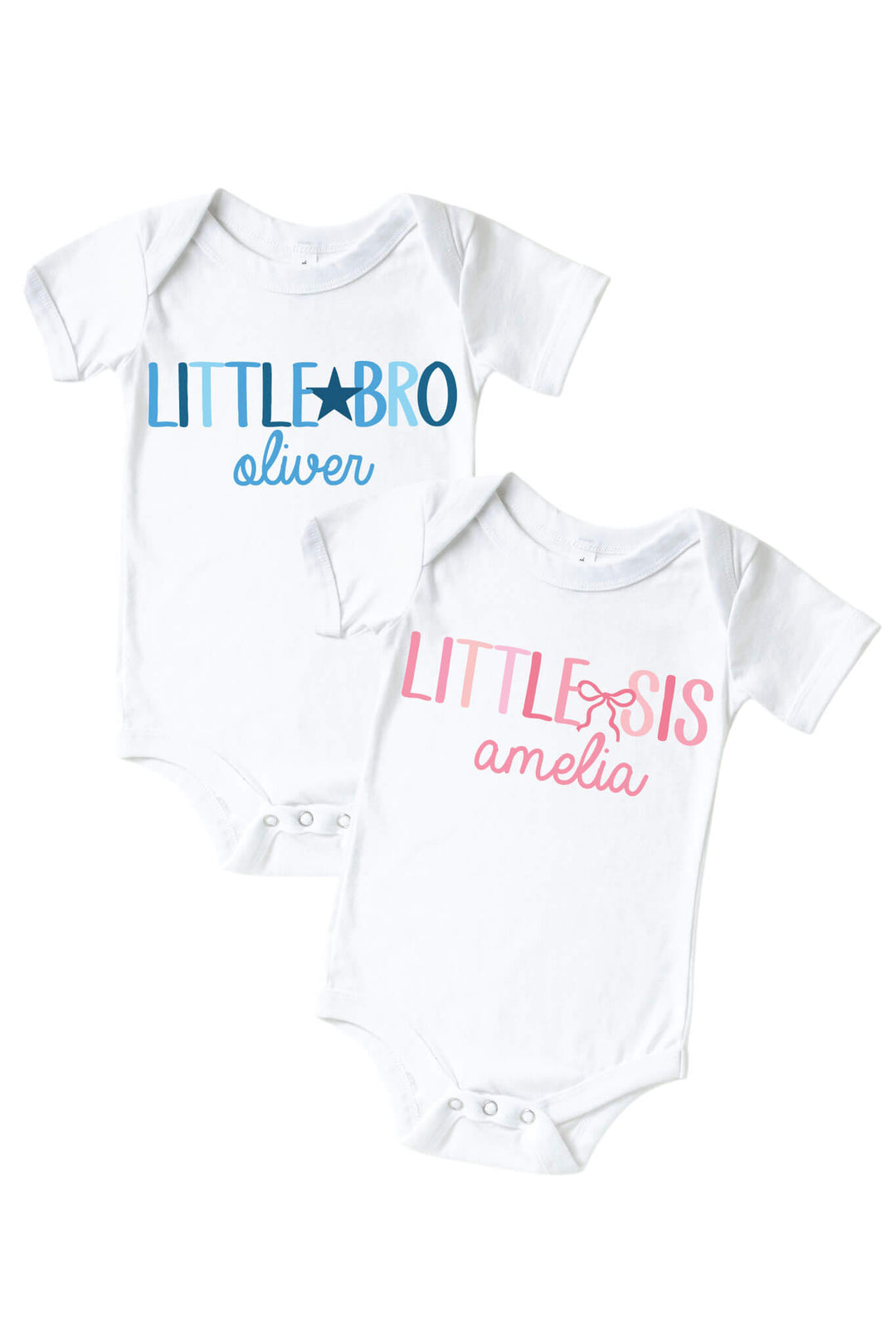 little bro and little sis personalized graphic bodysuits for babies 