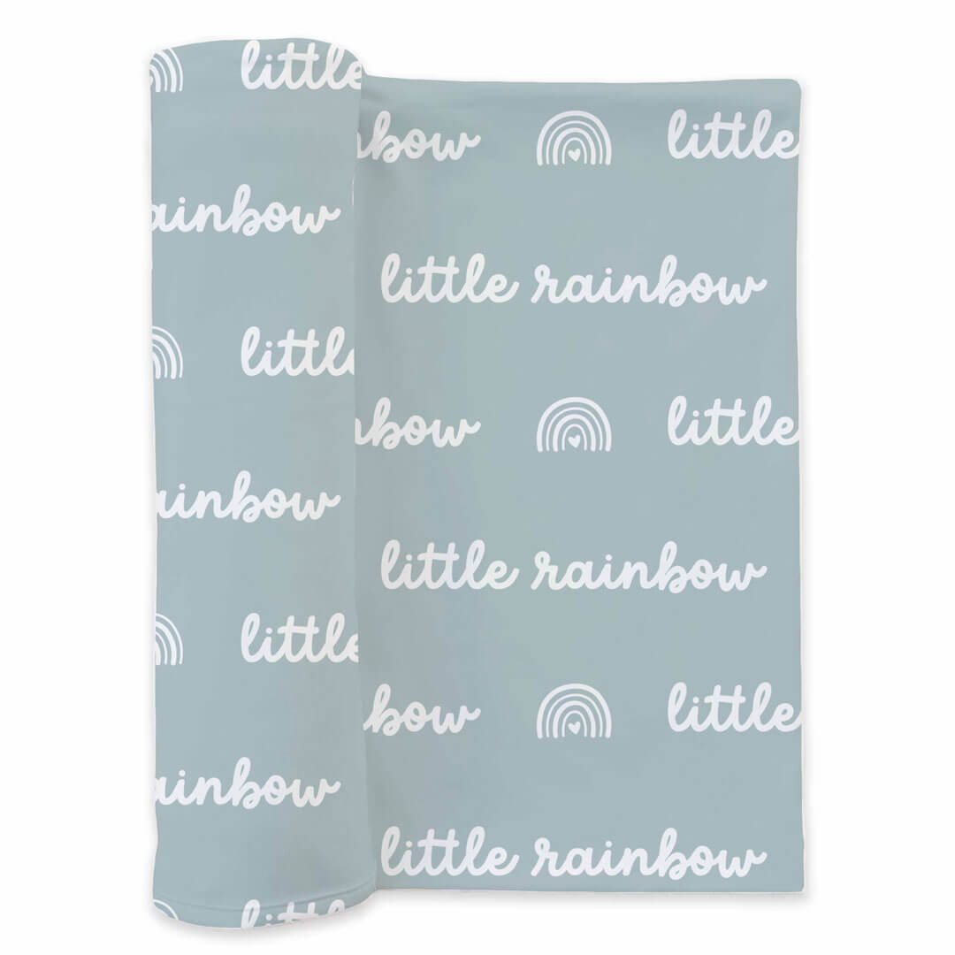 blue rainbow swaddle blanket for baby boys 