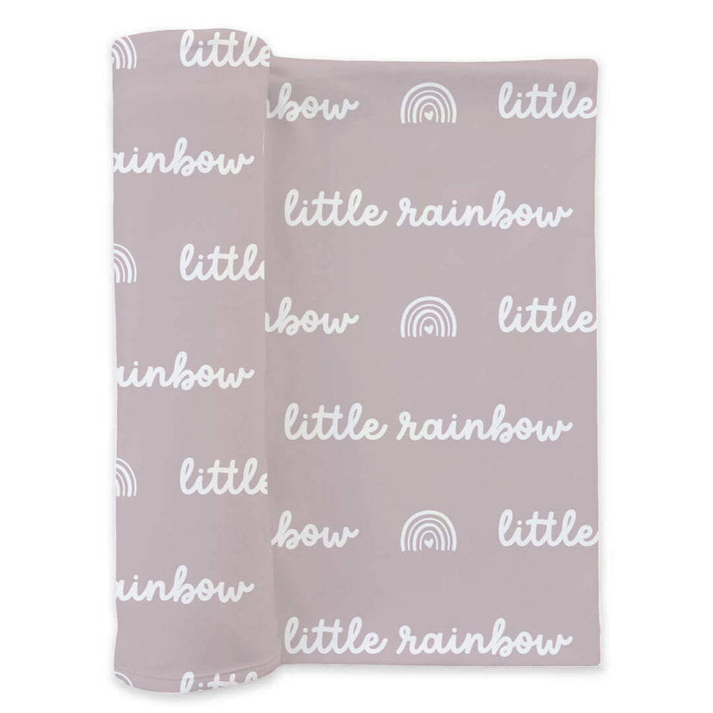 mauve little rainbow swaddle blanket for newborns 