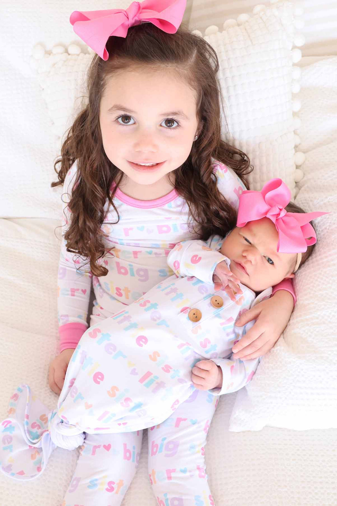 Little Sister Newborn Baby Knot Gown Hat Set Caden Lane