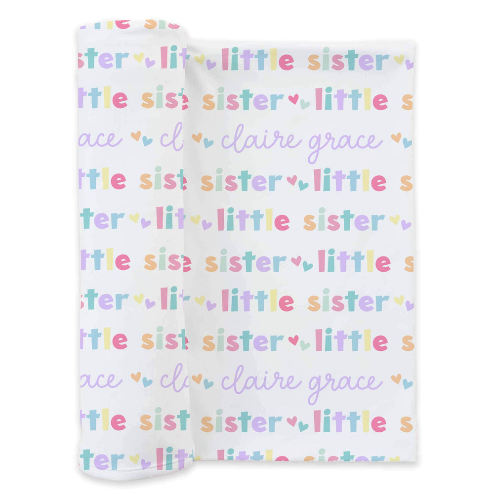 little sister personalized swaddle