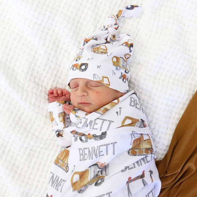 newborn swaddle blanket personalized construction 